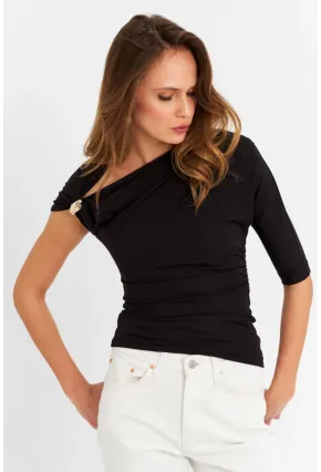 Kadın Siyah Aksesuarlı Bluz EY3074