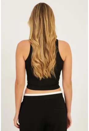 Kadın Siyah Aksesuarlı Crop Bluz CG340