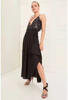 Kadın Siyah Asimetrik Etek LV52