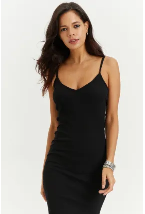 Kadın Siyah Askılı Kaşkorse Elbise CG236