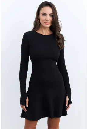 Kadın Siyah Bağlamalı Kaşkorse Mini Elbise FRY2175