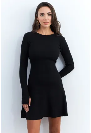 Kadın Siyah Bağlamalı Kaşkorse Mini Elbise FRY2175