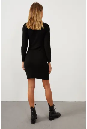 Kadın Siyah Balıkçı Yaka Kaşkorse Elbise Yİ1968