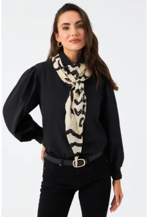 Kadın Siyah Balon Kol Gömlek MZER416