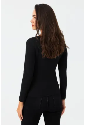 Kadın Siyah Basic Bluz RX449