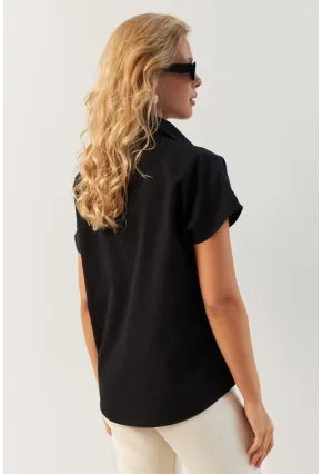 Kadın Siyah Basic Gömlek K982