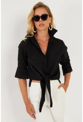 Kadın Siyah Basic Gömlek ZER409