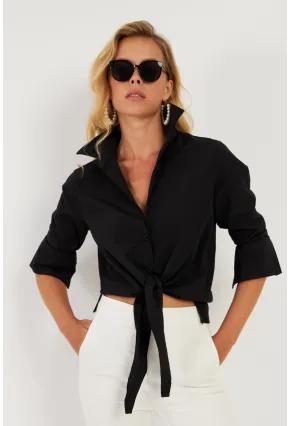 Kadın Siyah Basic Gömlek ZER409