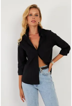 Kadın Siyah Basic Gömlek ZER411