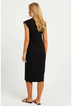 Kadın Siyah Basic Midi Elbise DMR279