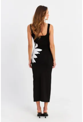 Kadın Siyah Baskılı Midi Elbise B5005-5