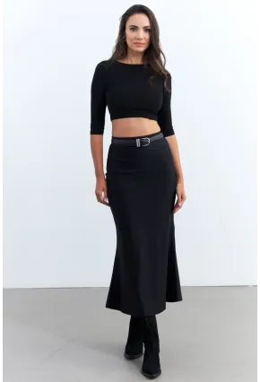Kadın Siyah Beli Lastikli Etek FRY2235