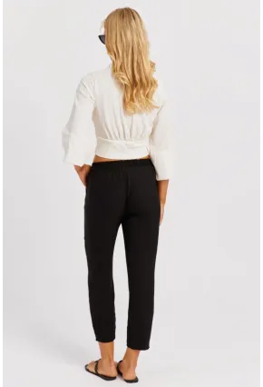 Kadın Siyah Beli Lastikli Pantolon GÇ161