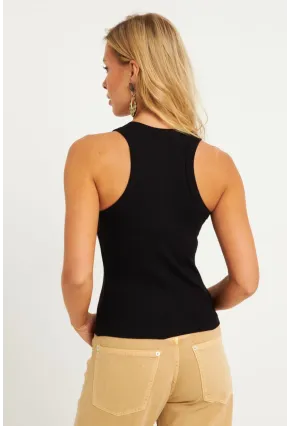 Kadın Siyah-Beyaz İkili Halter Yaka Fitilli Bluz MK12