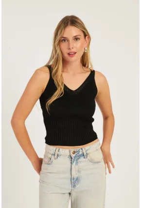 Kadın Siyah-Beyaz İkili V Yaka Triko Bluz SMT227