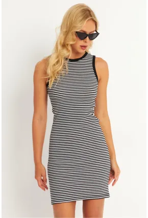 Kadın Siyah-BeyazÇizgili Mini Elbise XL2006