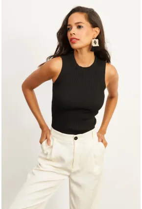 Kadın Siyah Bisiklet Yaka Triko Bluz YV91