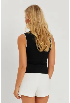 Kadın Siyah Biyeli Kaşkorse Bluz AYD318