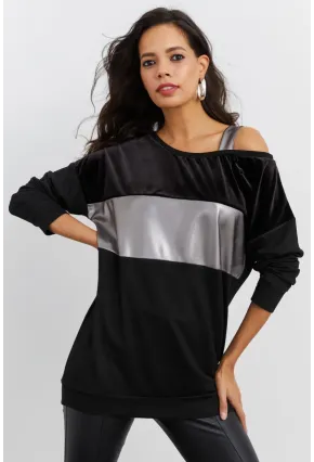 Kadın Siyah Bloklu Bluz ST819