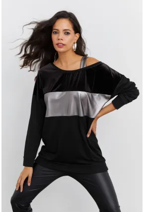 Kadın Siyah Bloklu Bluz ST819