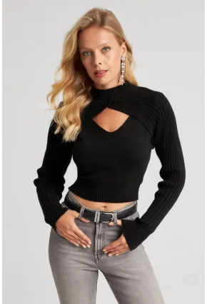 Kadın Siyah Bolerolu Triko Takım YZ524