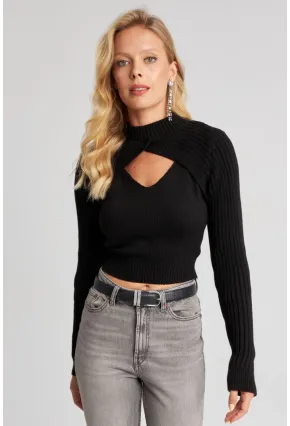 Kadın Siyah Bolerolu Triko Takım YZ524