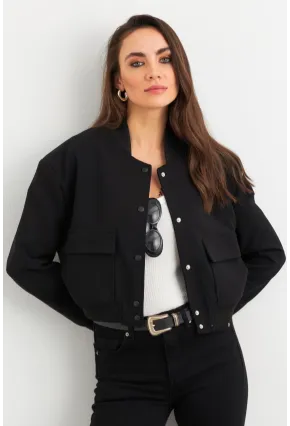 Kadın Siyah Bomber Ceket QRS8375