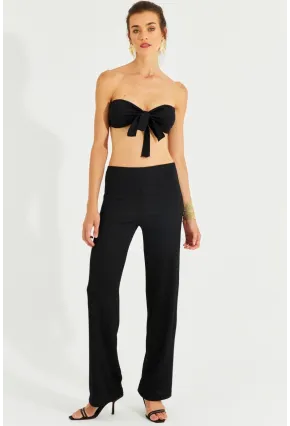 Kadın Siyah Büstiyerli Pantolon Takım YEL221225