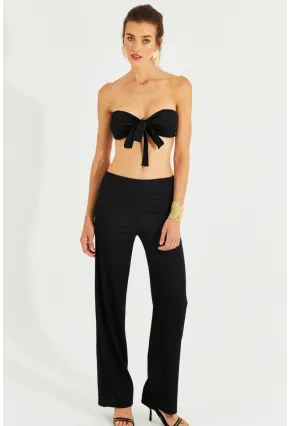 Kadın Siyah Büstiyerli Pantolon Takım YEL221225