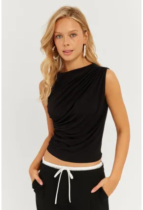 Kadın Siyah Büzgülü Bluz YZ625
