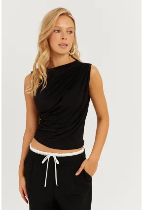 Kadın Siyah Büzgülü Bluz YZ625