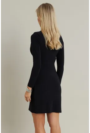 Kadın Siyah Büzgülü Dik Yaka Mini Elbise ELT3138-90