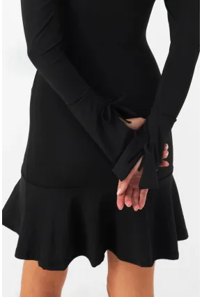 Kadın Siyah Çan Kol Mini Elbise CG386