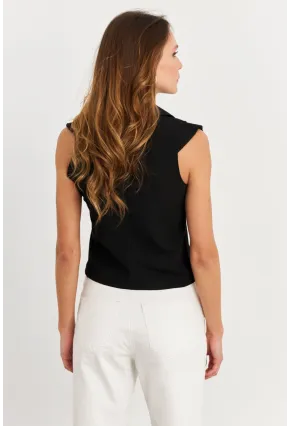 Kadın Siyah Çift Fermuarlı Bluz MOD2352
