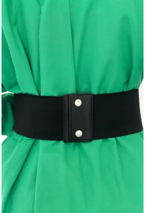 Kadın Siyah Çift Tokalı Lastikli Korse Kemer BE638