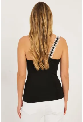 Kadın Siyah Dantel Detaylı Bluz EY2770