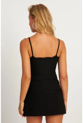 Kadın Siyah Dantel Detaylı Bluz MK18