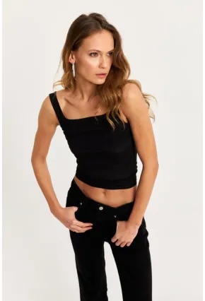 Kadın Siyah Degaje Yaka Askılı Atlet GÇ199