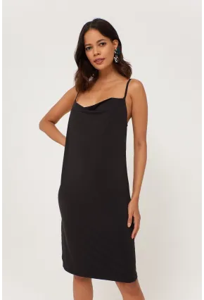 Kadın Siyah Degaje Yaka Elbise LPP1130