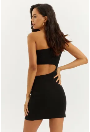 Kadın Siyah Dekolteli Mini Elbise B1817