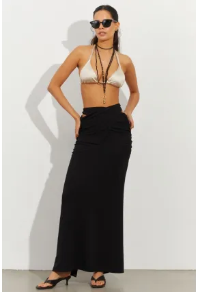 Kadın Siyah Drapeli Etek B224