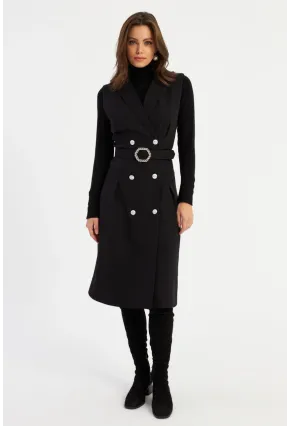 Kadın Siyah Düğme Aksesuarlı Ceket Elbise MERA101