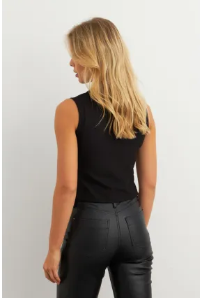 Kadın Siyah Düğme Detaylı Bluz RLO145