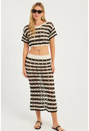 Kadın Siyah-Ekru Ajurlu Alt Üst Takım  MZU600