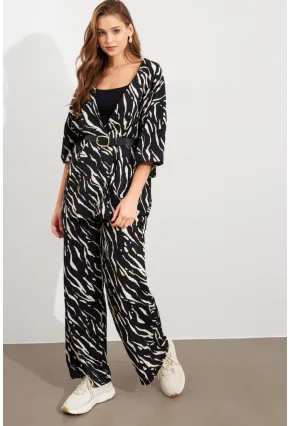 Kadın Siyah-Ekru Alt Üst Bürümcük Takım MLON500