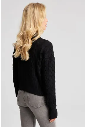 Kadın Siyah Eldivenli Triko Kazak MMİW1318