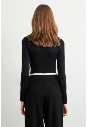 Kadın Siyah Fermuarlı Basic Body CY353