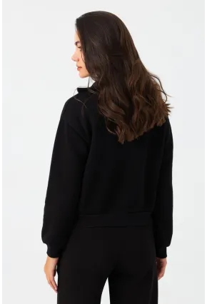Kadın Siyah Fermuarlı Sweatshirt DY1463