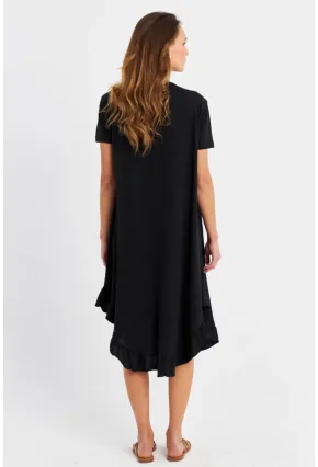 Kadın Siyah Fırfırlı Basic Elbise MALB5005