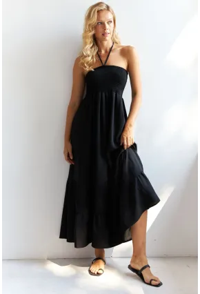 Kadın Siyah Gipeli Midi Elbise SF12813